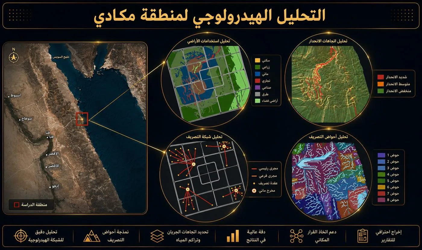 التحليل الهيدرولوجي ومخاطر السيول — ArcGIS Pro